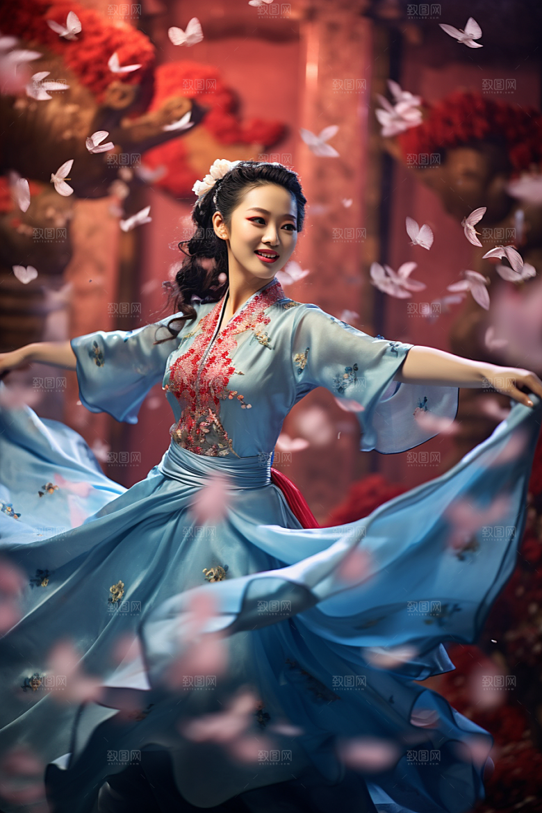 春节汉服唯美喜庆素材