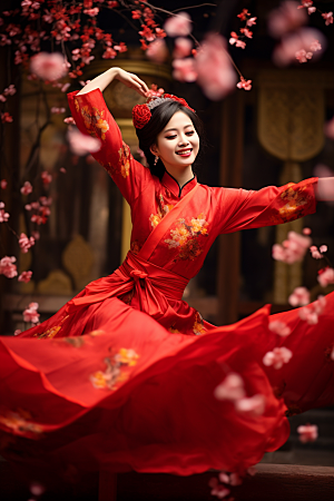 春节汉服中国风传统素材