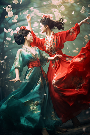 春节汉服中国风传统素材