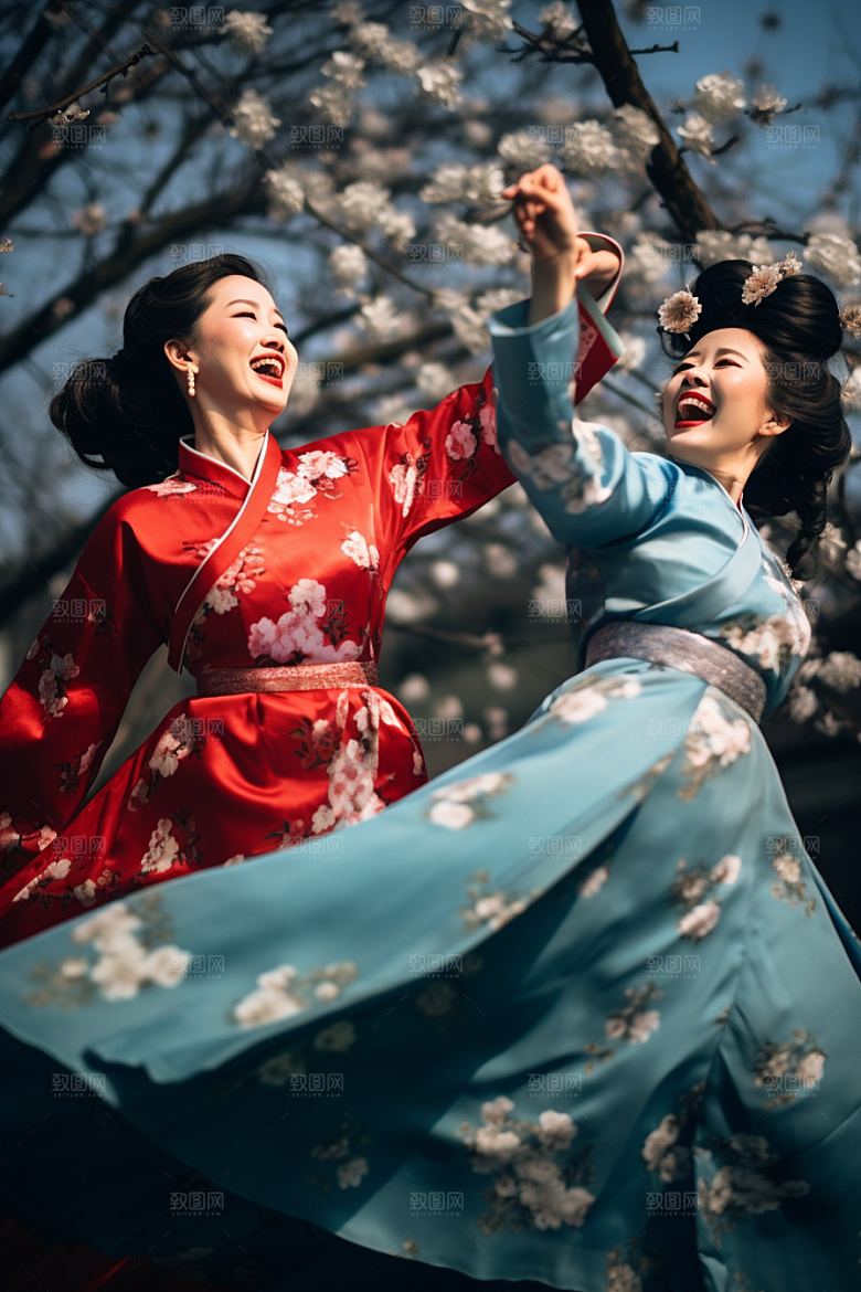 春节汉服新年中式素材