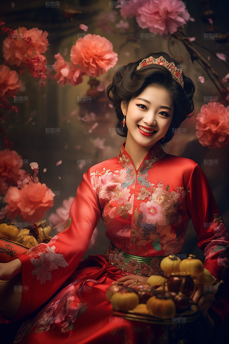 春节汉服中国风喜庆素材
