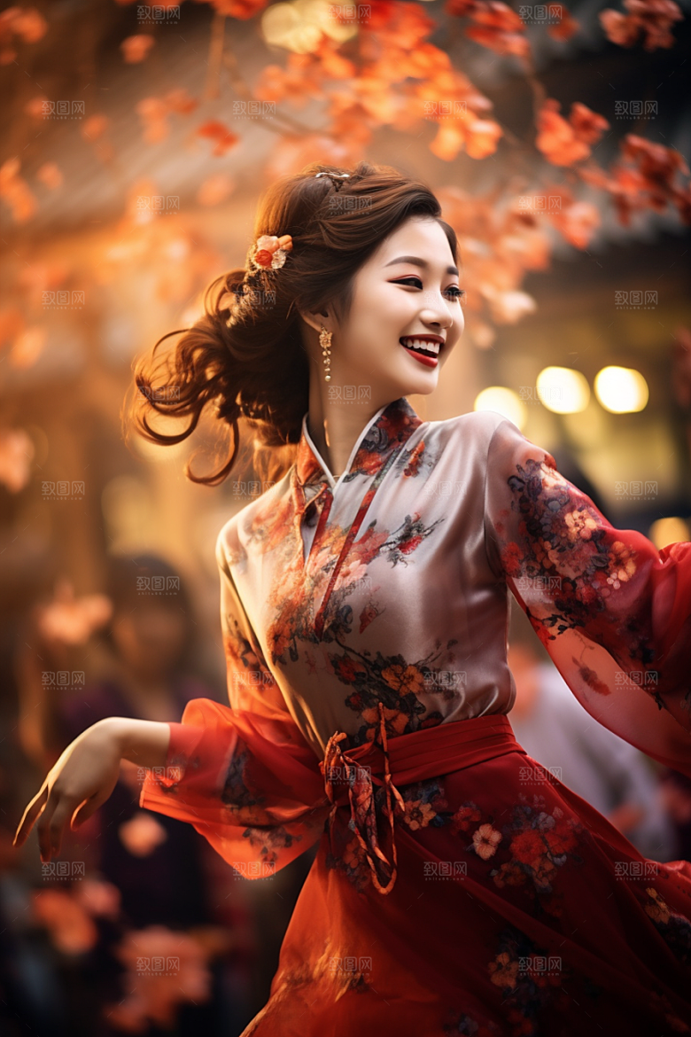 春节汉服春节中式素材