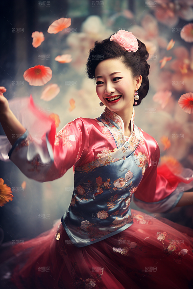 春节汉服中式新年素材