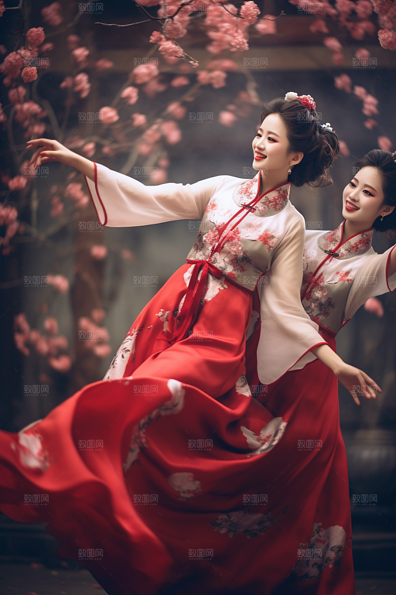 春节汉服中式中国风素材