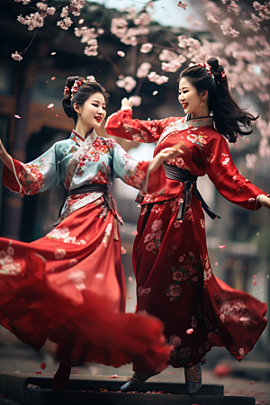 春节汉服传统新年素材