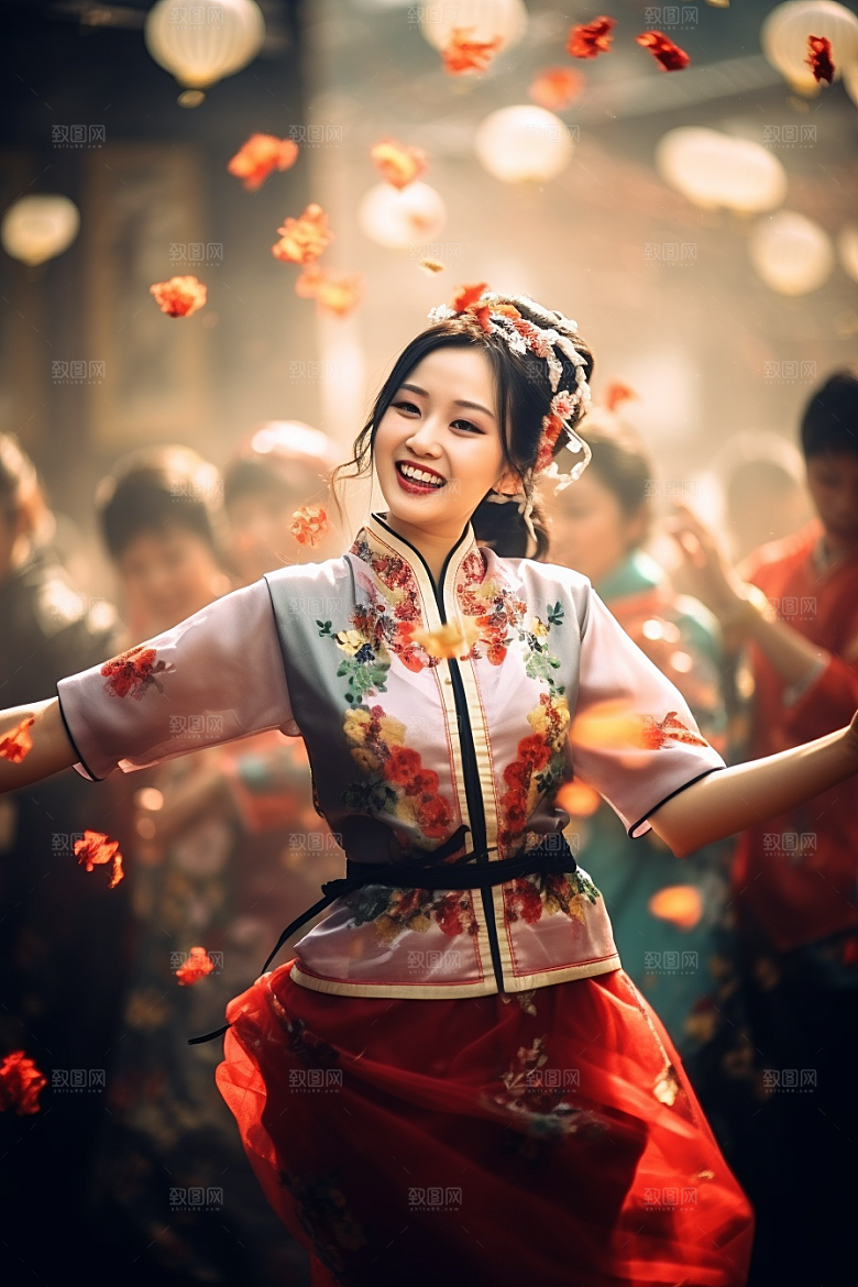 春节汉服春节人物素材