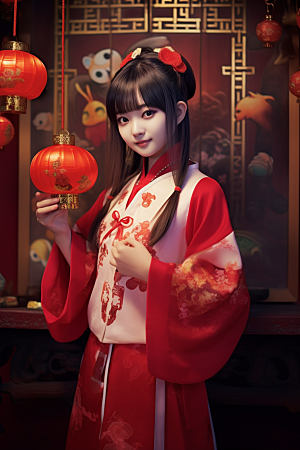 春节汉服新年中式素材