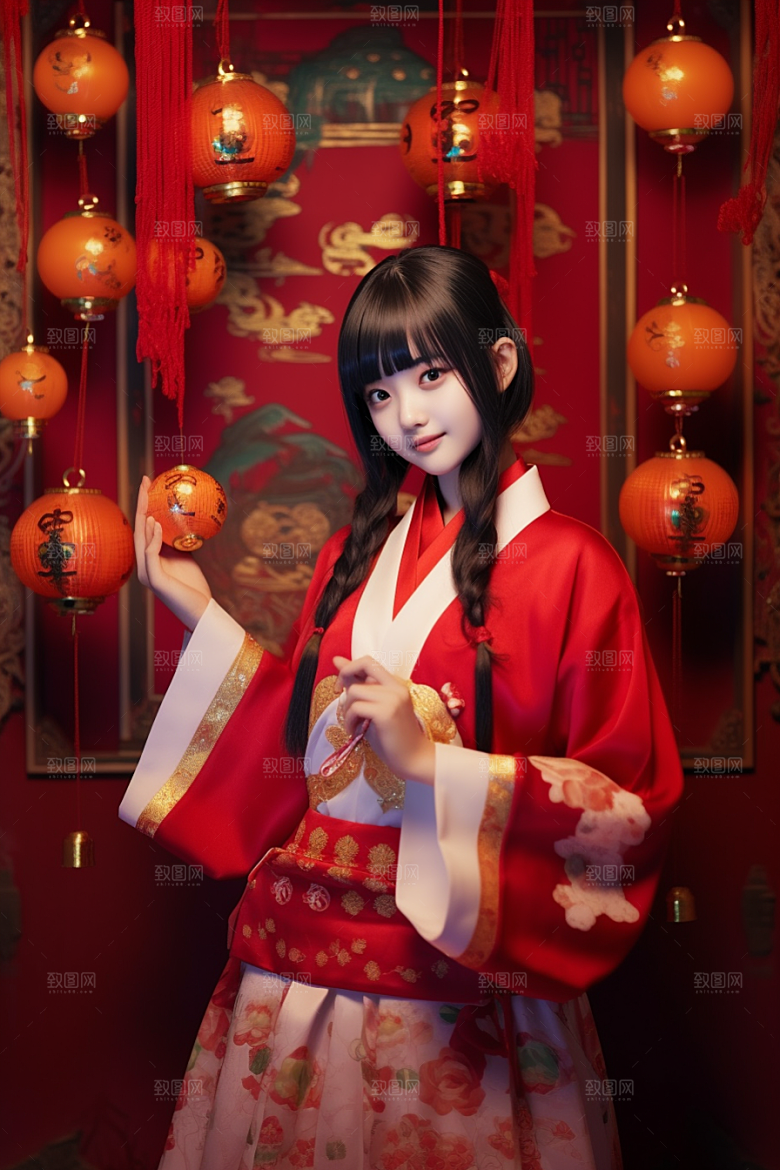 春节汉服传统中国风素材