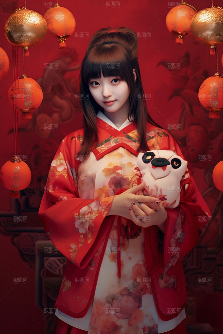 春节汉服中国风人物素材