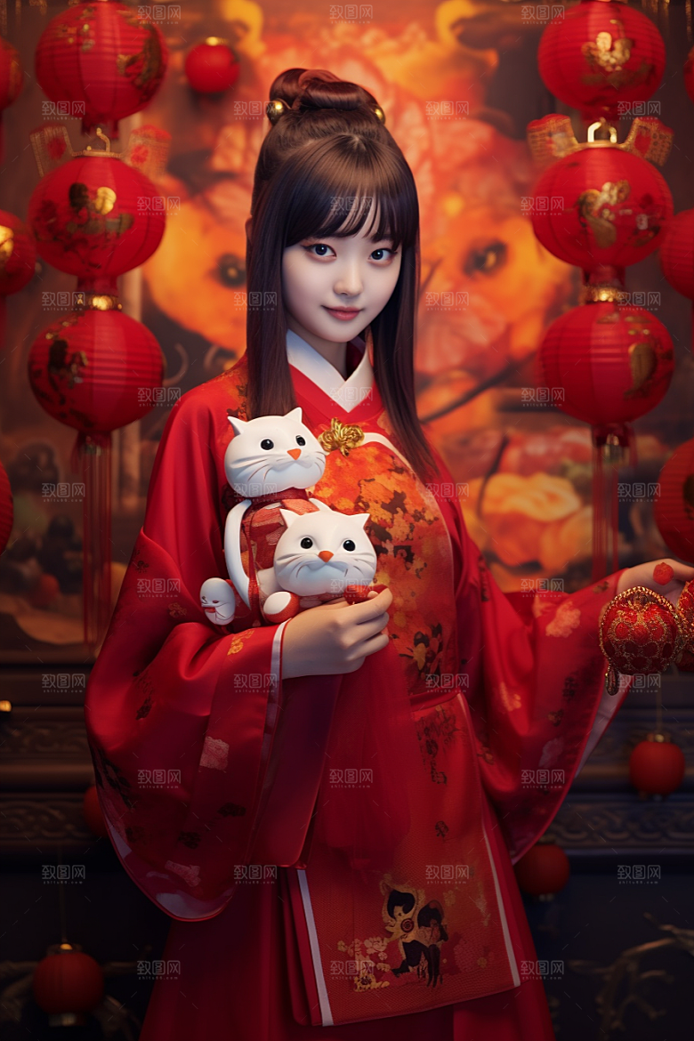 春节汉服春节中国风素材