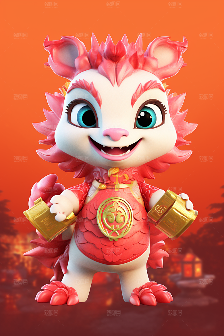 可爱小龙人卡通龙年模型