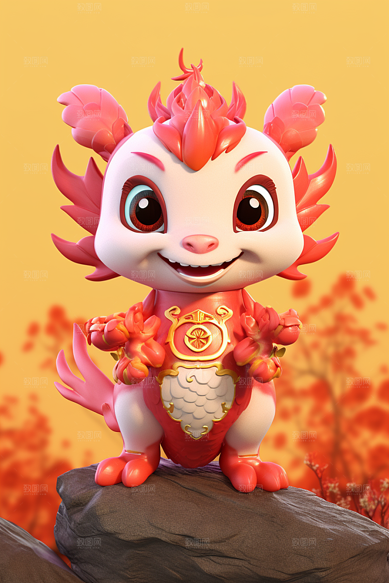 可爱小龙人形象春节模型