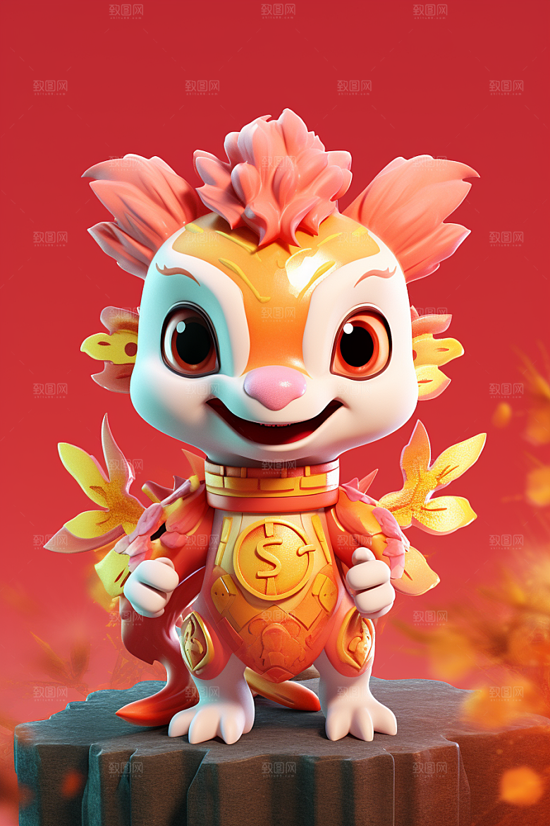 可爱小龙人龙拟人3D模型