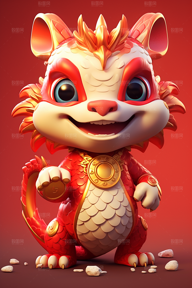 可爱小龙人龙年春节模型