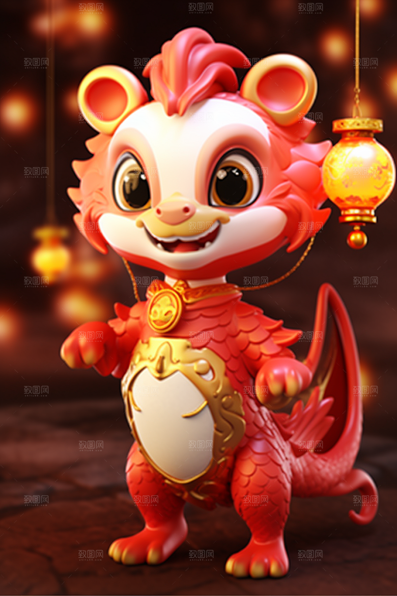 可爱小龙人新年活泼模型