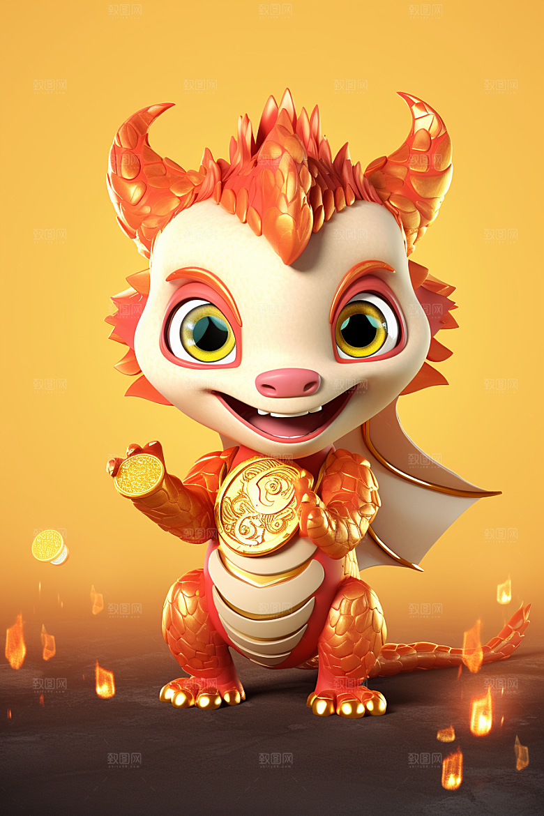 可爱小龙人春节新年模型