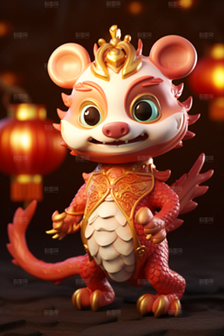 可爱小龙人IP龙年模型