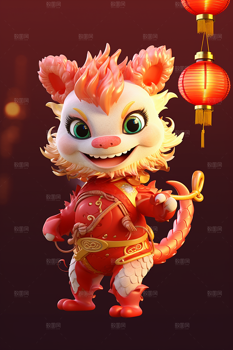 可爱小龙人红色卡通模型