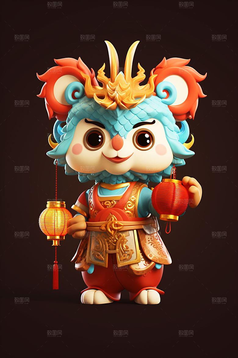可爱小龙人活泼龙年模型