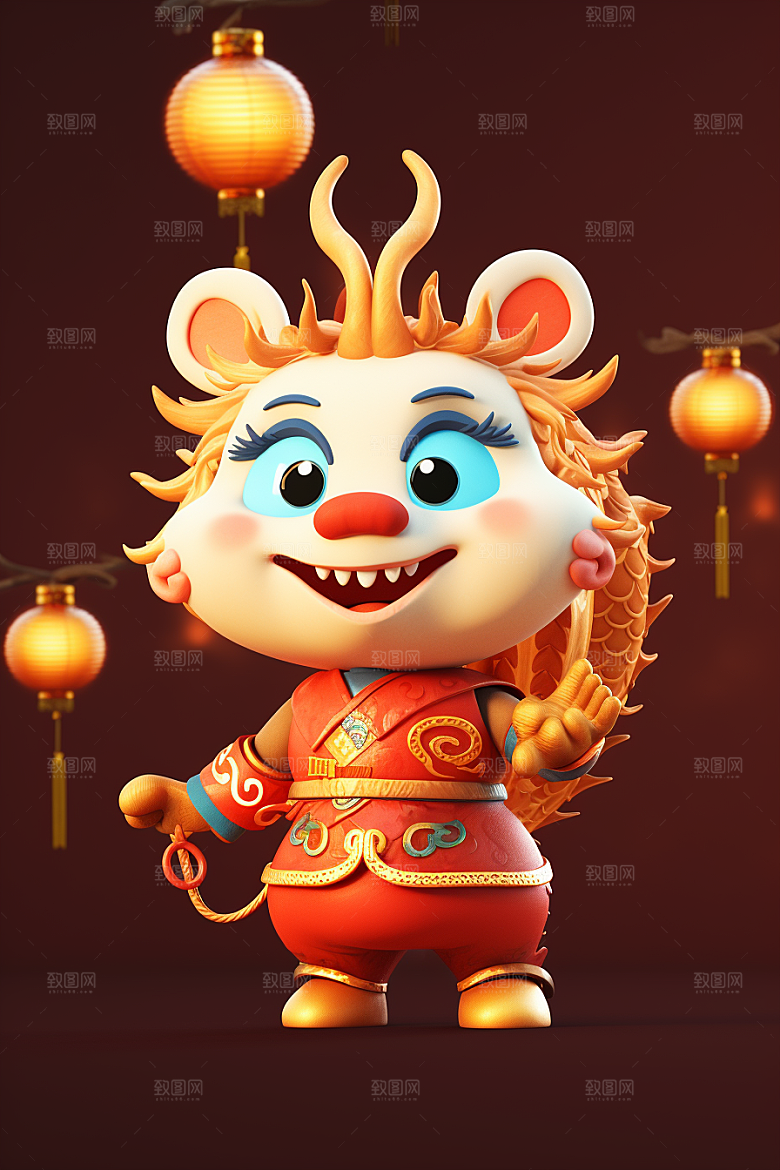 可爱小龙人龙年IP模型