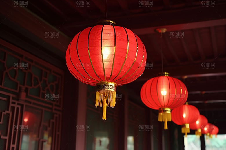 春节灯笼喜庆挂灯笼摄影图
