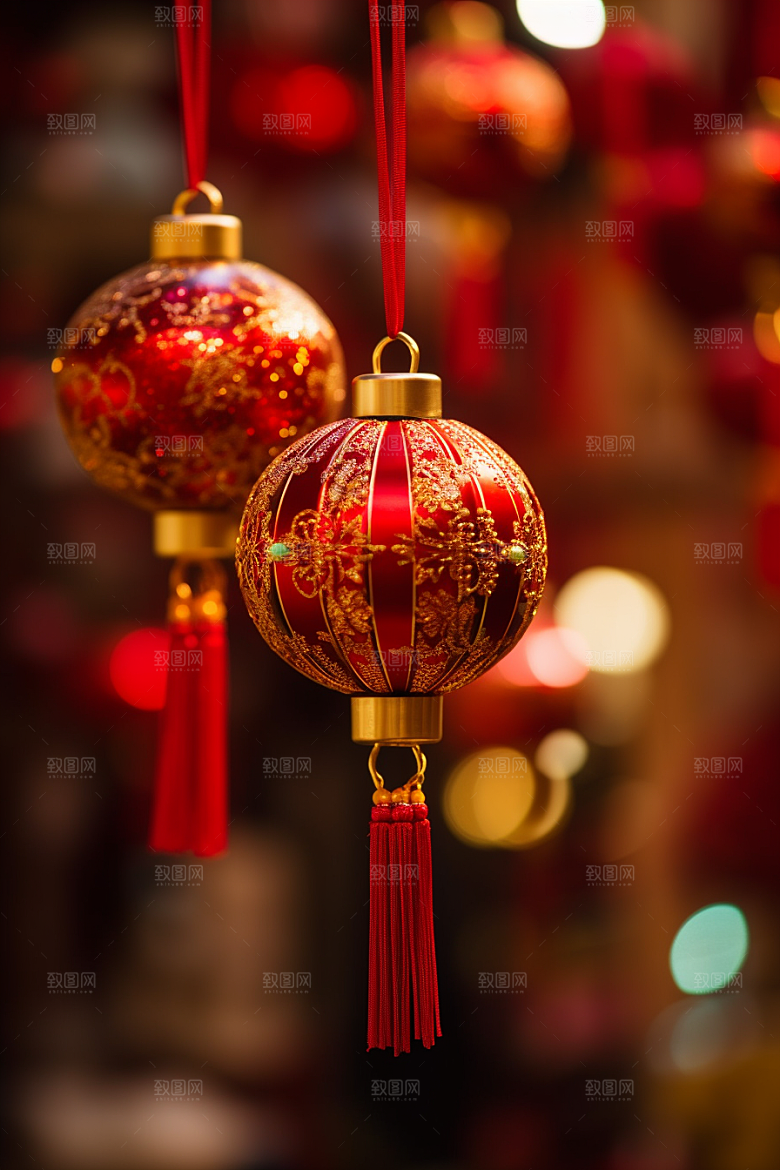 春节灯笼火热红火摄影图