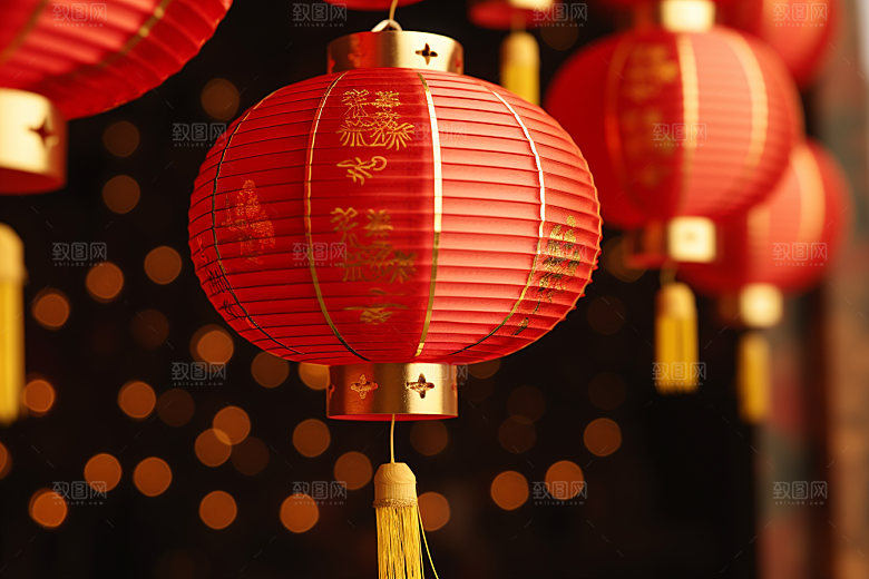 春节灯笼新年过年摄影图