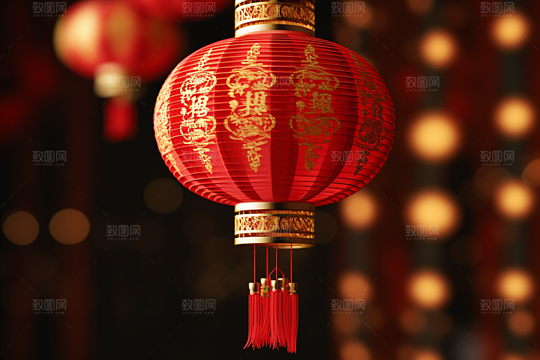 春节灯笼喜庆挂灯笼摄影图