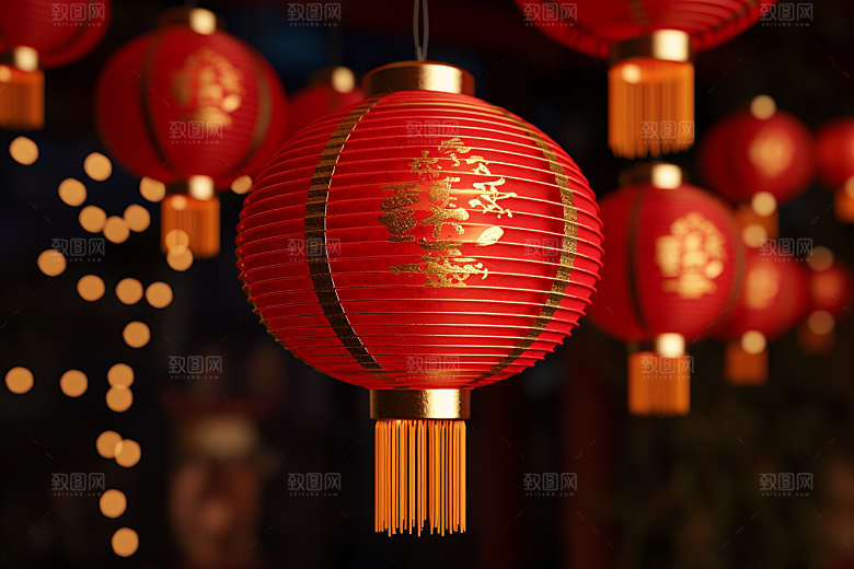 春节灯笼庆贺新年摄影图