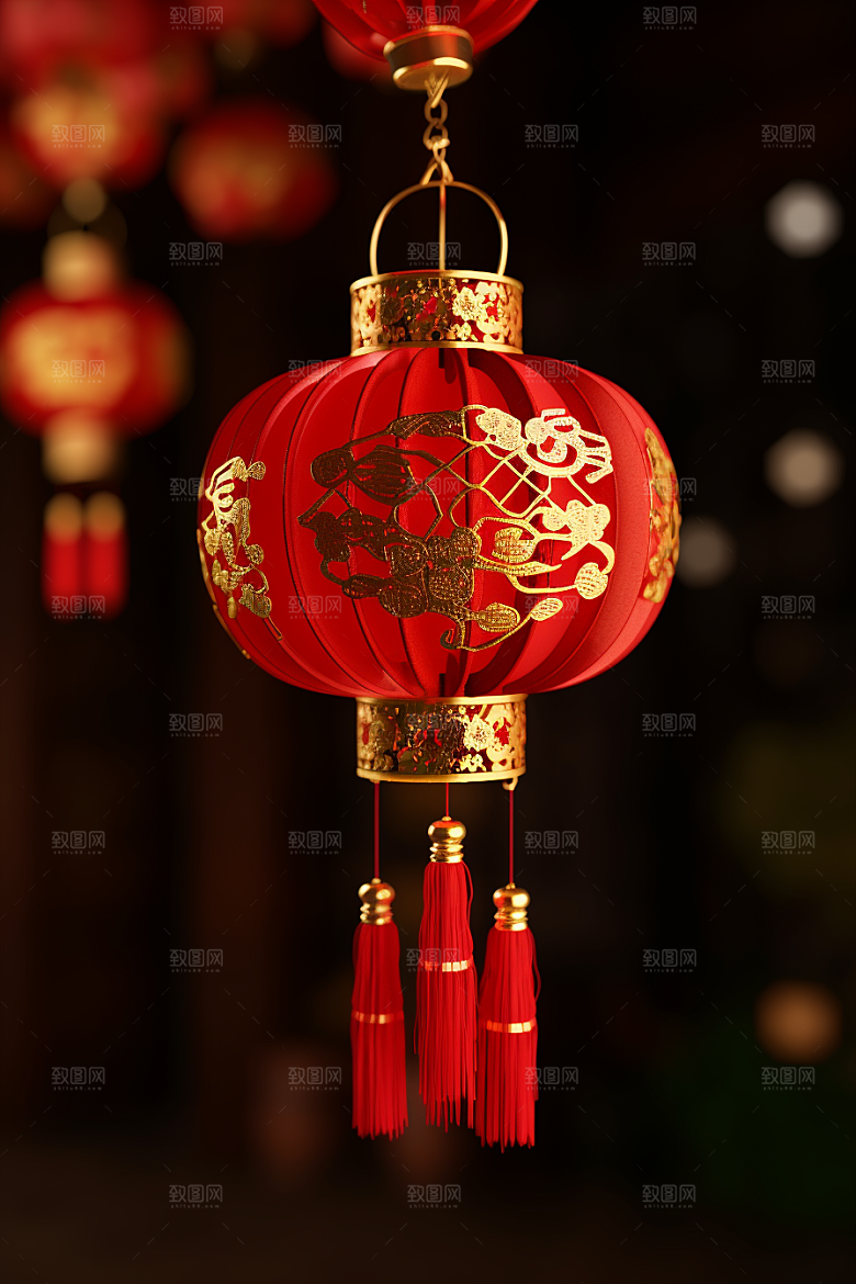 春节灯笼高清新年摄影图