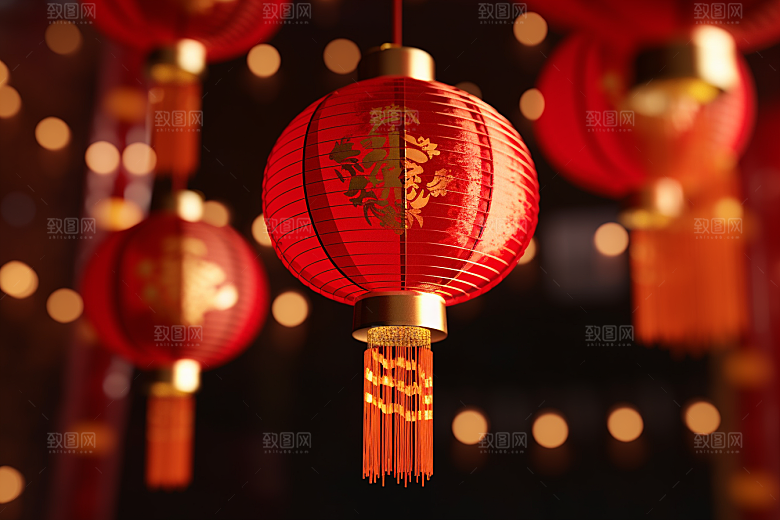 春节灯笼喜庆庆贺摄影图