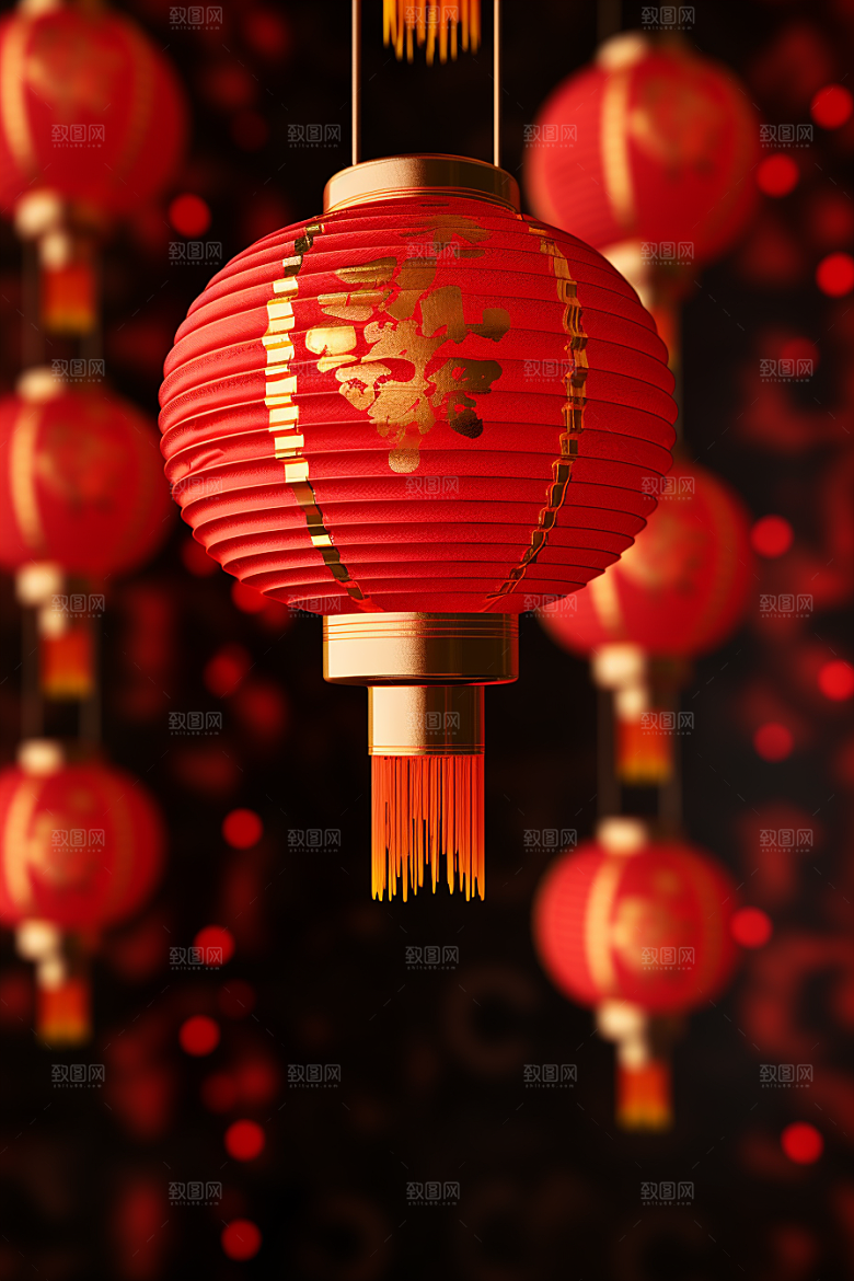 春节灯笼火热红火摄影图