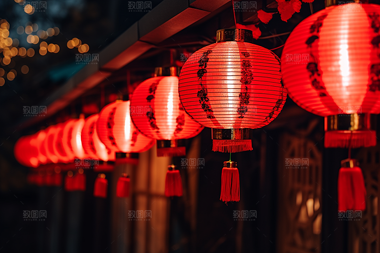 春节灯笼挂灯笼火热摄影图