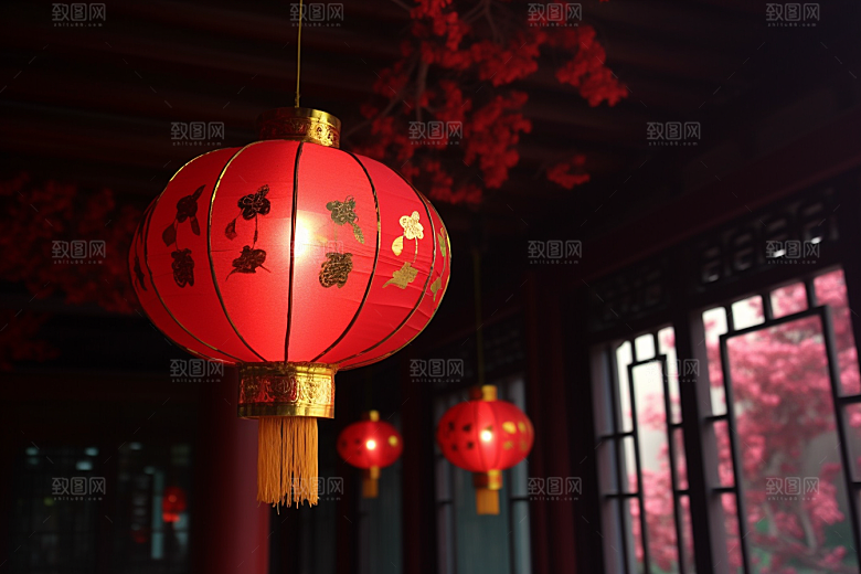 春节灯笼高清火热摄影图
