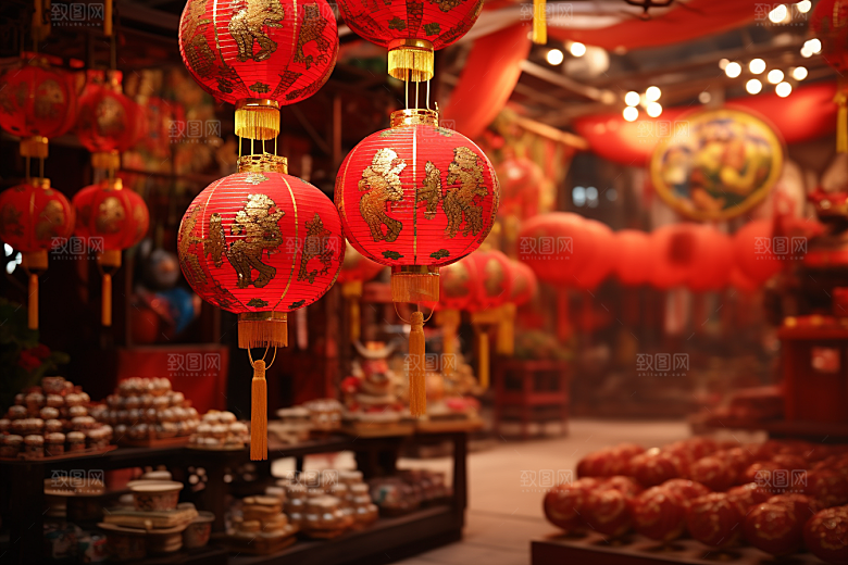 春节灯笼新年火热摄影图