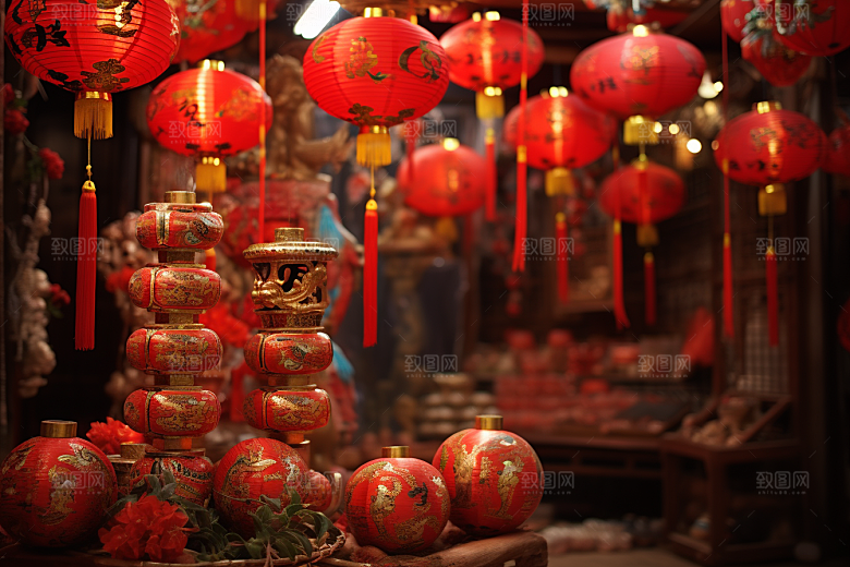 春节灯笼挂灯笼火热摄影图