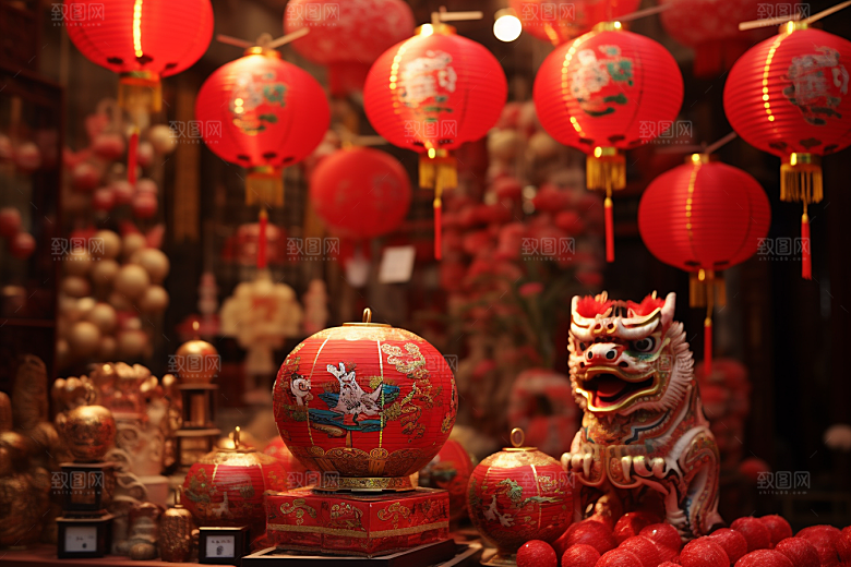 春节灯笼火热庆祝摄影图