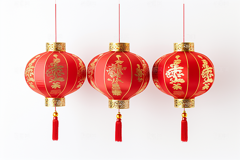 春节灯笼庆贺红火摄影图