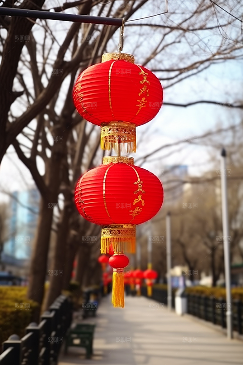 春节灯笼庆贺过年摄影图