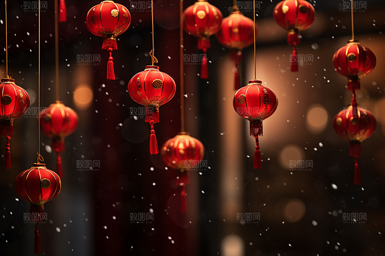 春节灯笼过年火热摄影图