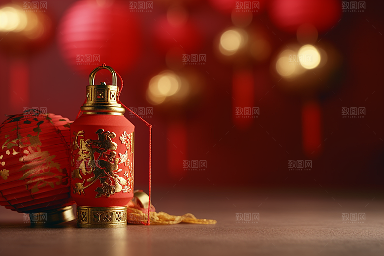 春节灯笼新年火热摄影图