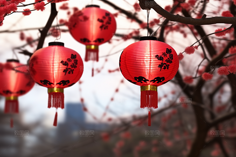 春节灯笼庆贺过年摄影图