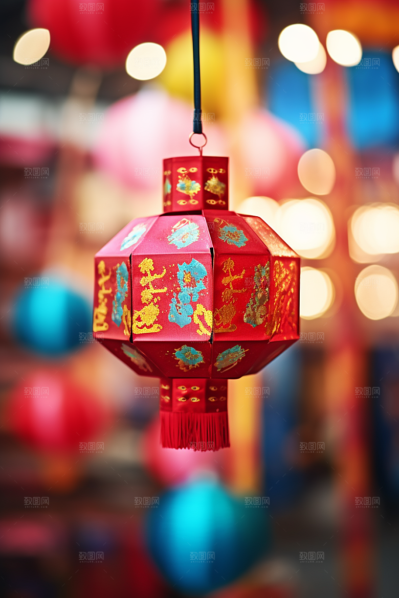 春节灯笼火热庆祝摄影图