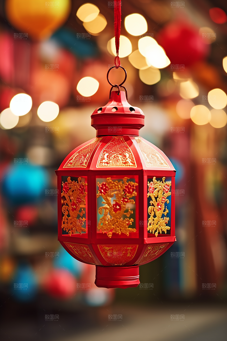 春节灯笼庆祝新年摄影图