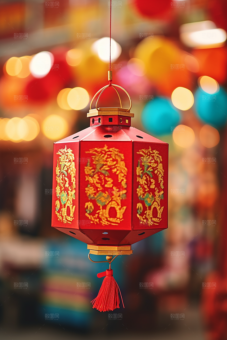 春节灯笼挂灯笼喜庆摄影图