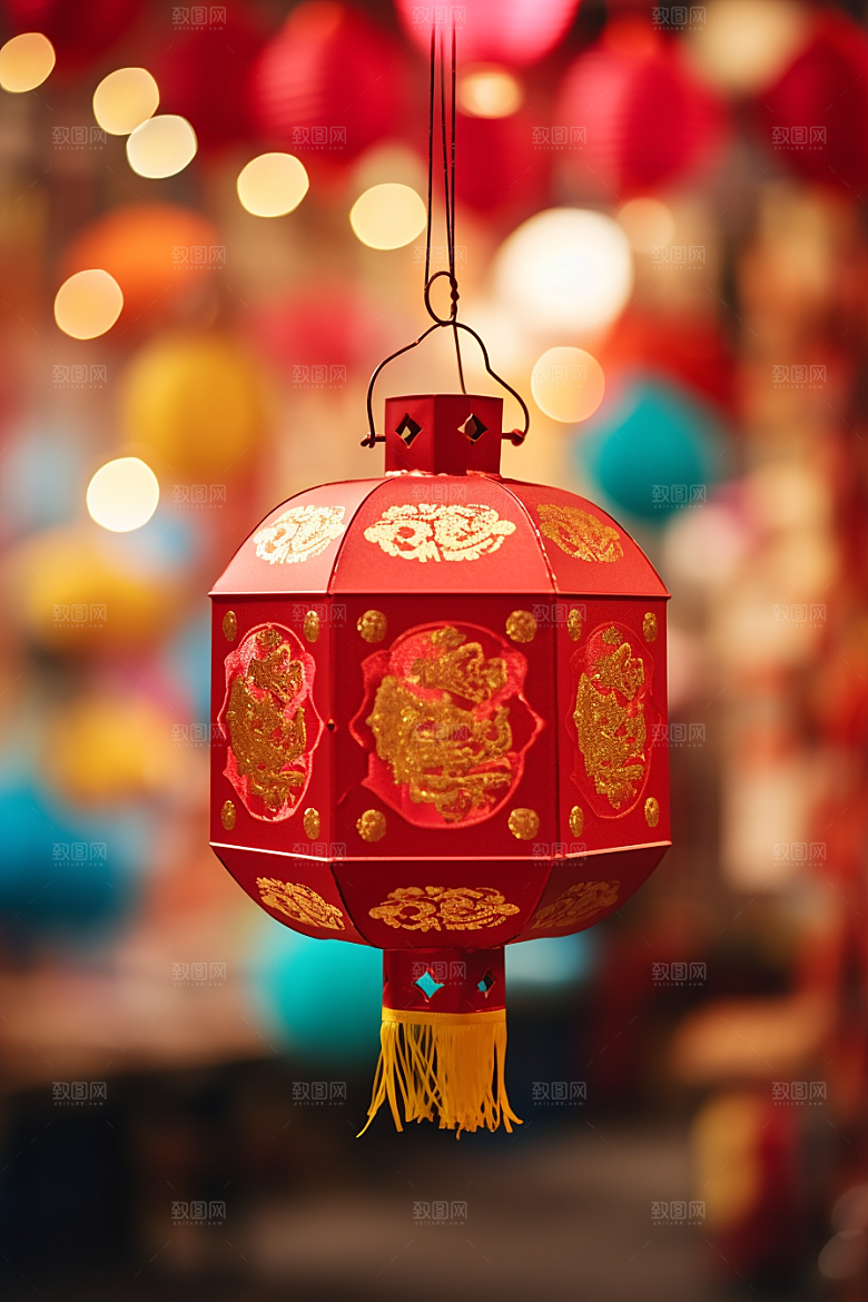 春节灯笼庆贺新年摄影图