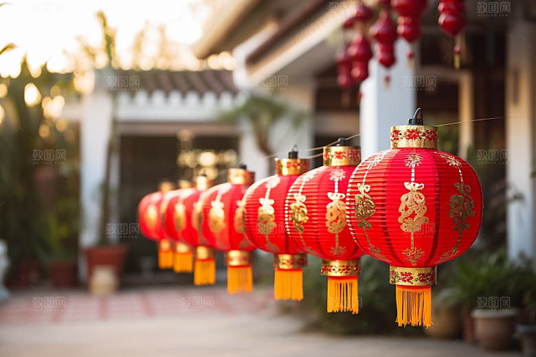 春节灯笼高清挂灯笼摄影图