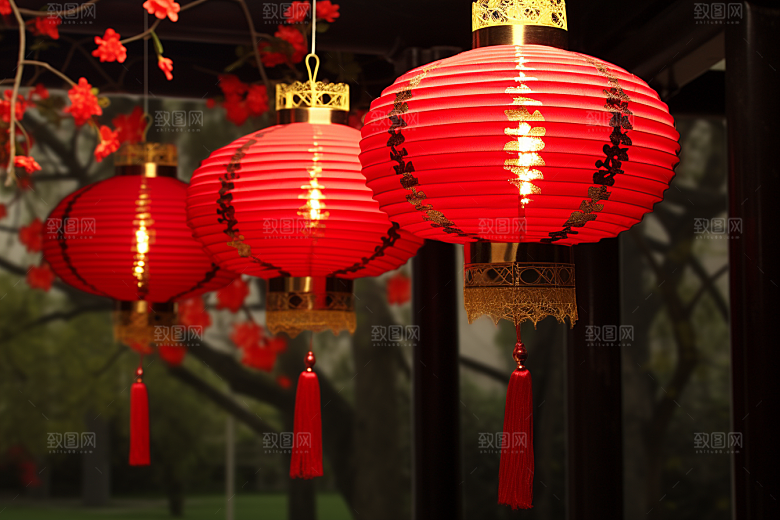 春节灯笼高清过年摄影图