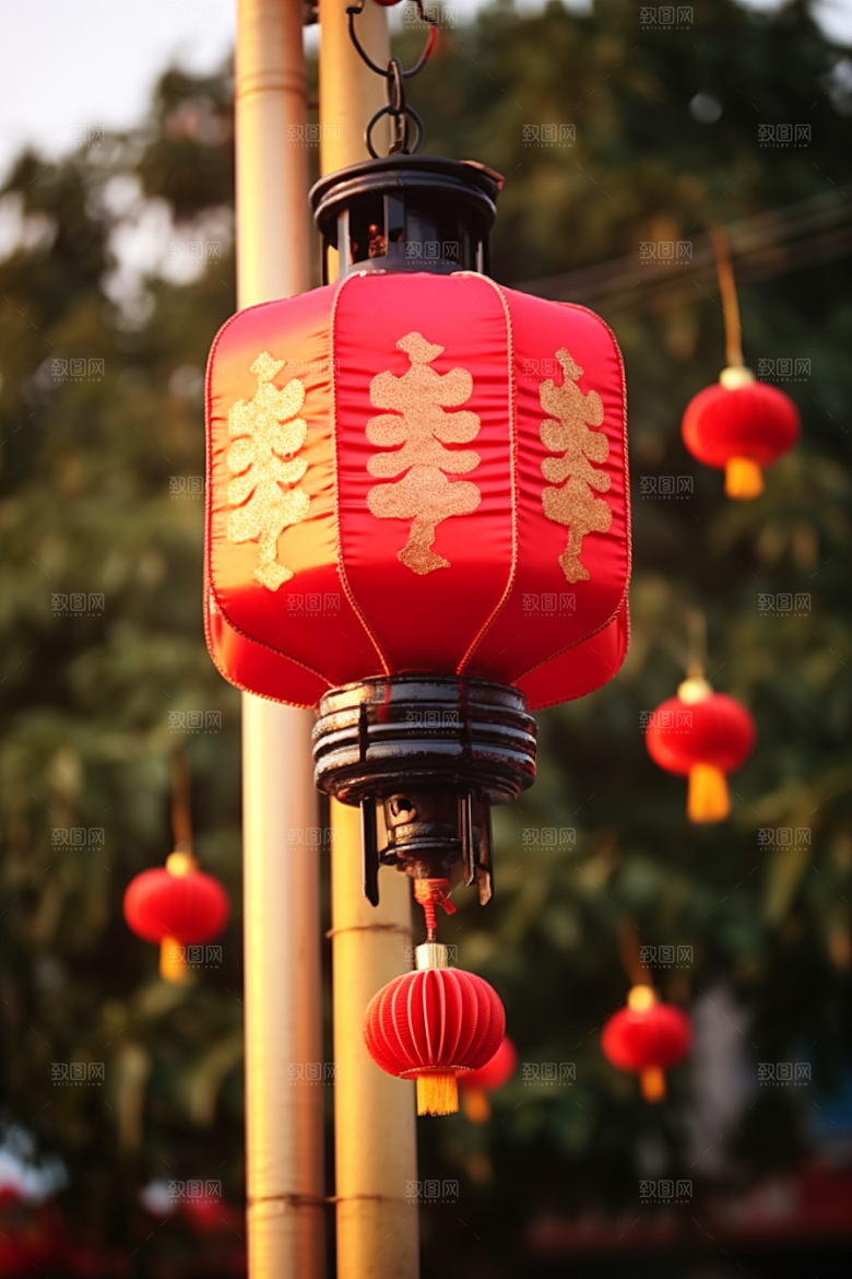 春节灯笼庆贺火热摄影图