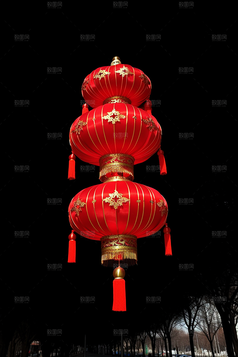 春节灯笼挂灯笼红火摄影图